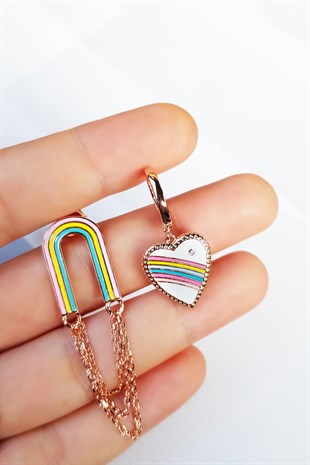 TEKLİ İTHAL RAİNBOW LOVE GÜMÜŞ KÜPE