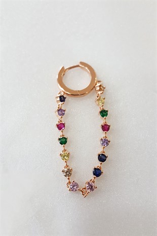 TEKLİ İTHAL RENGARENK GÜMÜŞ KÜPE