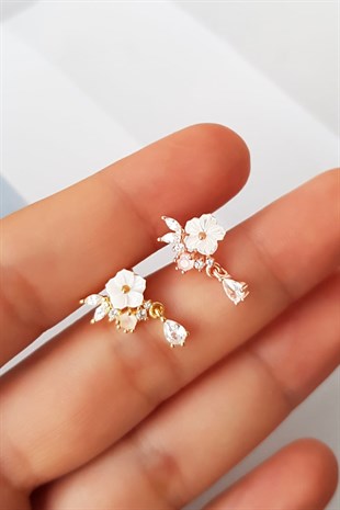 TEKLİ İTHAL ROSE MİNİ DAMLA FLOWER GÜMÜŞ KÜPE