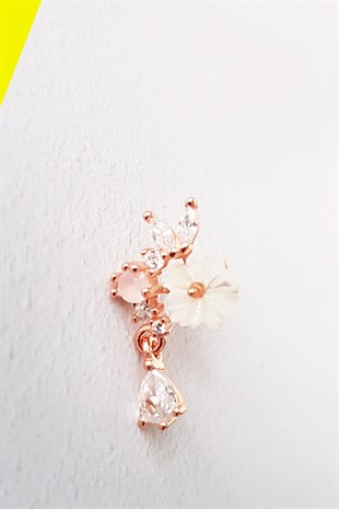 TEKLİ İTHAL ROSE MİNİ DAMLA FLOWER GÜMÜŞ KÜPE