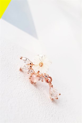 TEKLİ İTHAL ROSE MİNİ DAMLA FLOWER GÜMÜŞ KÜPE