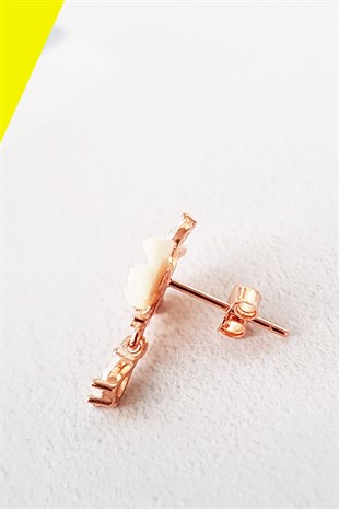 TEKLİ İTHAL ROSE MİNİ DAMLA FLOWER GÜMÜŞ KÜPE