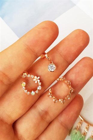 TEKLİ İTHAL SAĞ TARAFLI FLOWER RENKLİ GÜMÜŞ KÜPE