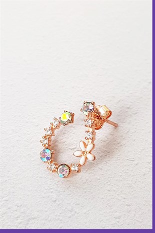 TEKLİ İTHAL SAĞ TARAFLI FLOWER RENKLİ GÜMÜŞ KÜPE