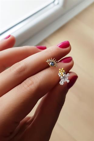 TEKLİ İTHAL SARI FLOWER ÇİÇEKLİ GÜMÜŞ KÜPE