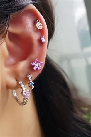 TEKLİ İTHAL ŞEFFAF SARI FANCY KESİM GÜMÜŞ KÜPE PİERCİNG