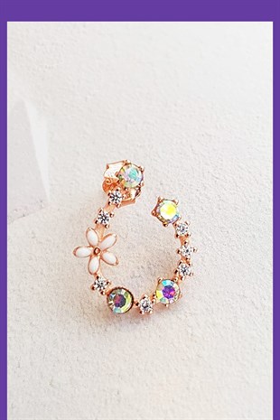 TEKLi, İTHAL SOL TARAFLI FLOWER RENKLİ GÜMÜŞ KÜPE