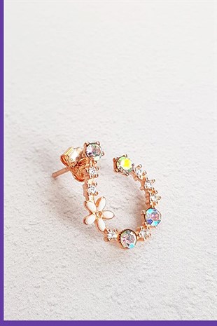 TEKLi, İTHAL SOL TARAFLI FLOWER RENKLİ GÜMÜŞ KÜPE