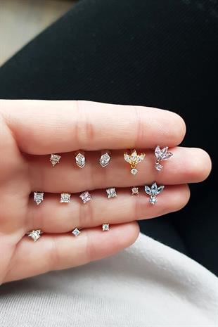 TEKLİ İTHAL TEKTAŞ GÜMÜŞ KÜPE PİERCİNG