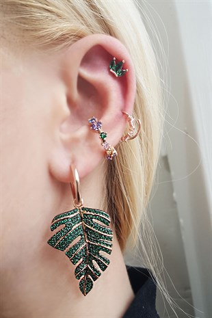 TEKLİ İTHAL YAPRAKLI GÜMÜŞ KÜPE