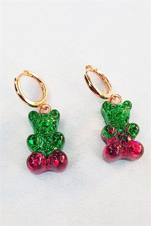 TEKLİ İTHAL YEŞİL MOR SİMLİ JELİBON KÜPE