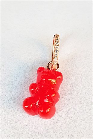 TEKLİ JELİBON  KIRMIZI CANDY BEAR GÜMÜŞ KÜPE