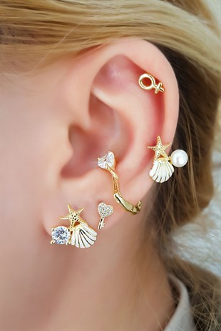 Tekli Kalpli Anahtar Gümüş Piercing Küpe