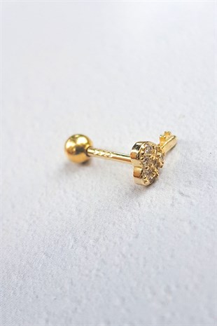 Tekli Kalpli Anahtar Gümüş Piercing Küpe