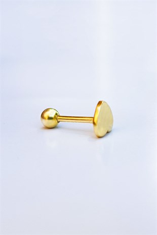 Tekli, Kalpli Gümüş Piercing Küpe