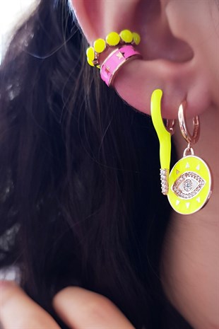 TEKLİ KURŞUN SARI GÜMÜŞ KÜPE