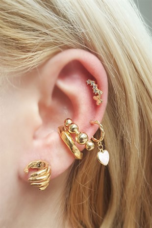 TEKLİ KUVARS TAŞLI GÜMÜŞ KÜPE