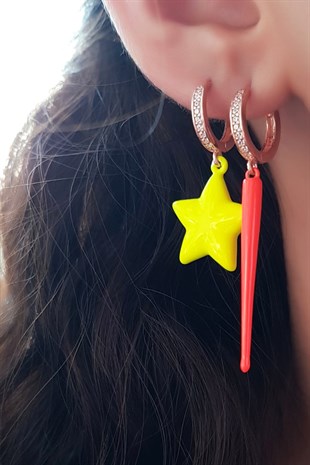 TEKLİ  LITTLE STAR SARI GÜMÜŞ KÜPE