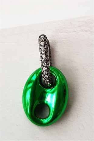 TEKLİ M GREEN LOVE PARLAK GÜMÜŞ KÜPE