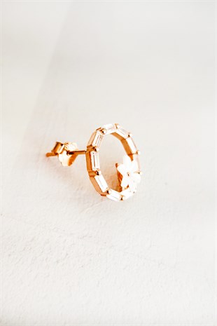 Tekli, Manolya Çiçekli Halka Gümüş Küpe