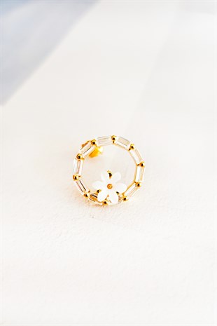 Tekli, Manolya Çiçekli Halka Gümüş Küpe