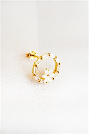 Tekli, Manolya Çiçekli Halka Gümüş Küpe