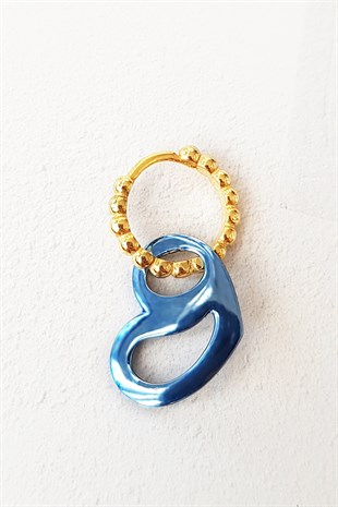 TEKLİ MAVİ GÜMÜŞ KÜPE