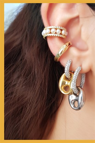 TEKLİ MİD ALTIN BOMBELİ LOVE KÜPE