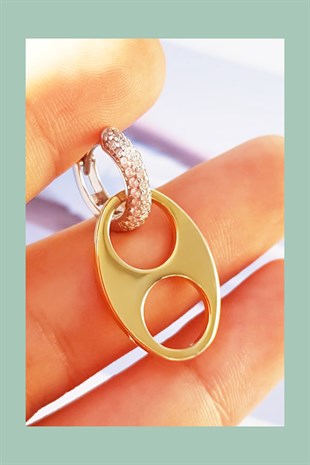 TEKLİ MİD GOLD LOVE RODYUM GÜMÜŞ KÜPE