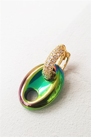 TEKLİ MİD MİX LOVE HEMATİT TAŞLI GÜMÜŞ KÜPE