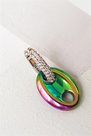 TEKLİ MİD MİX LOVE HEMATİT TAŞLI GÜMÜŞ KÜPE