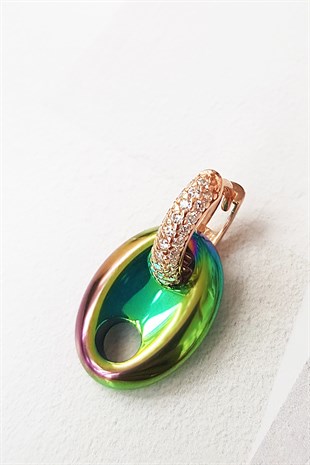 TEKLİ MİD MİX LOVE HEMATİT TAŞLI GÜMÜŞ KÜPE