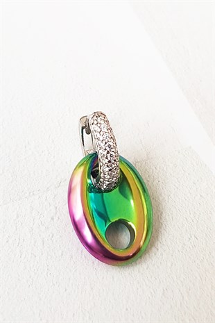 TEKLİ MİD MİX LOVE HEMATİT TAŞLI GÜMÜŞ KÜPE