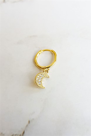 TEKLİ, MİNİ İTHAL AY TAŞLI GÜMÜŞ KÜPE