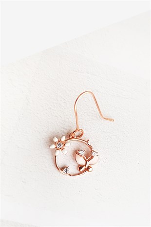 TEKLİ MİNİ İTHAL FLOWER W BUTTERFLY GÜMÜŞ KÜPE