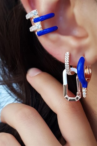 TEKLİ MİNİ KURŞUN LACİVERT İTHAL GÜMÜŞ KÜPE