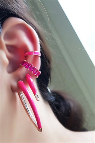 Tekli Mini Kurşun Pembe Ithal Gümüş Küpe