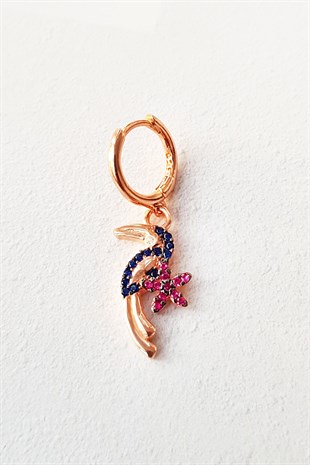 TEKLİ MİNİ PAPAĞAN FLOWER GÜMÜŞ KÜPE