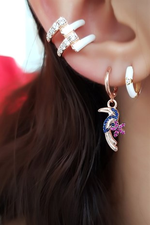 TEKLİ MİNİ PAPAĞAN FLOWER GÜMÜŞ KÜPE