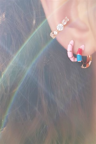 TEKLİ MİNİ RENKLİ GÜMÜŞ KÜPE