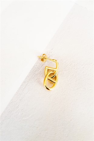 Tekli, Minimal Kilit Gümüş Küpe