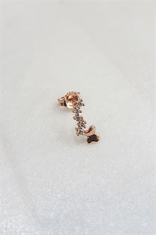 TEKLİ MİNİMAL TAŞLI BUTTERFLY GÜMÜŞ KÜPE