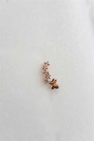 TEKLİ MİNİMAL TAŞLI BUTTERFLY GÜMÜŞ KÜPE