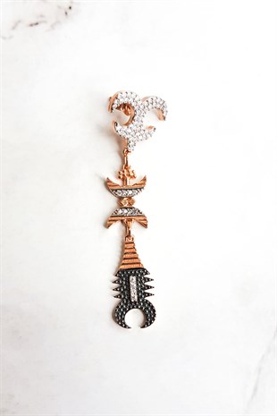 Tekli Mitolojik Akrep Kuyruklu Tribal Gümüş Küpe