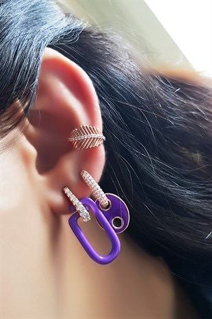 Tekli Mor Mine Bombeli Zero Gümüş Küpe