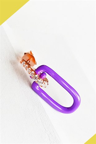 Tekli Mor Mine Bombeli Zero Gümüş Küpe