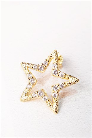 TEKLİ N-YILDIZLI TAŞLI GÜMÜŞ KÜPE