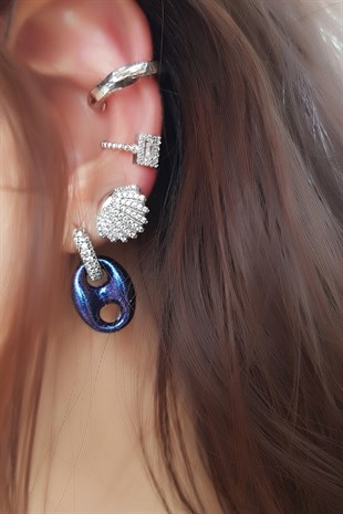 TEKLİ NIGHT MOR MİD BOMBELİ LOVE SİMLİ GÜMÜŞ KÜPE