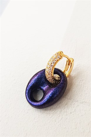 TEKLİ NIGHT MOR MİD BOMBELİ LOVE SİMLİ GÜMÜŞ KÜPE