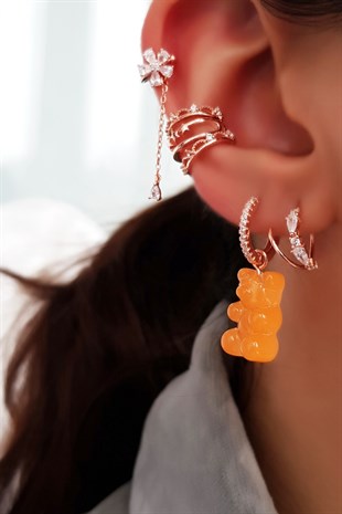 TEKLİ ORANGE JELİBON GÜMÜŞ KÜPE